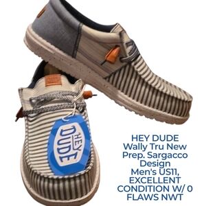 🚫SOLD FB🚫 Hey Dude Men's US11 Sargacco Blue/ White Tri-Nu Casual Prep Loafers
